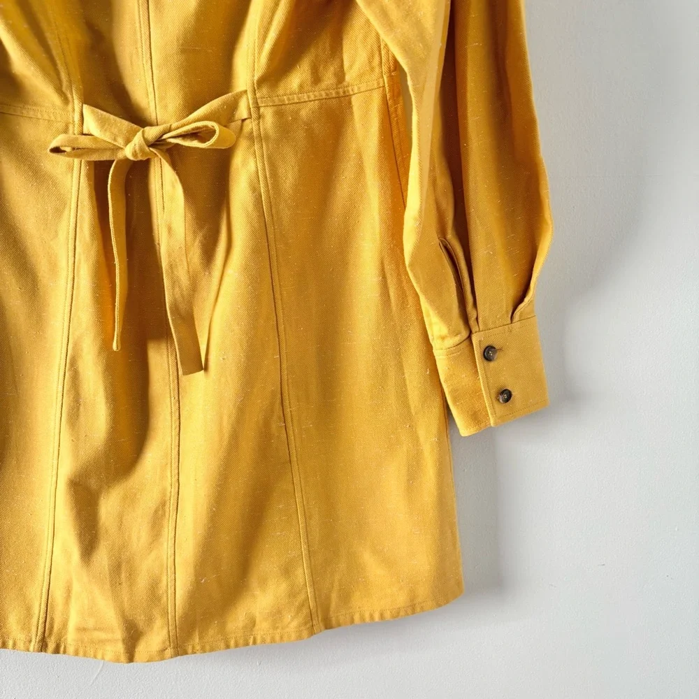 & Other Stories NWT Tailored Puff Sleeve Mini Dress V-Neck Structured Yellow - Picture 5 of 6